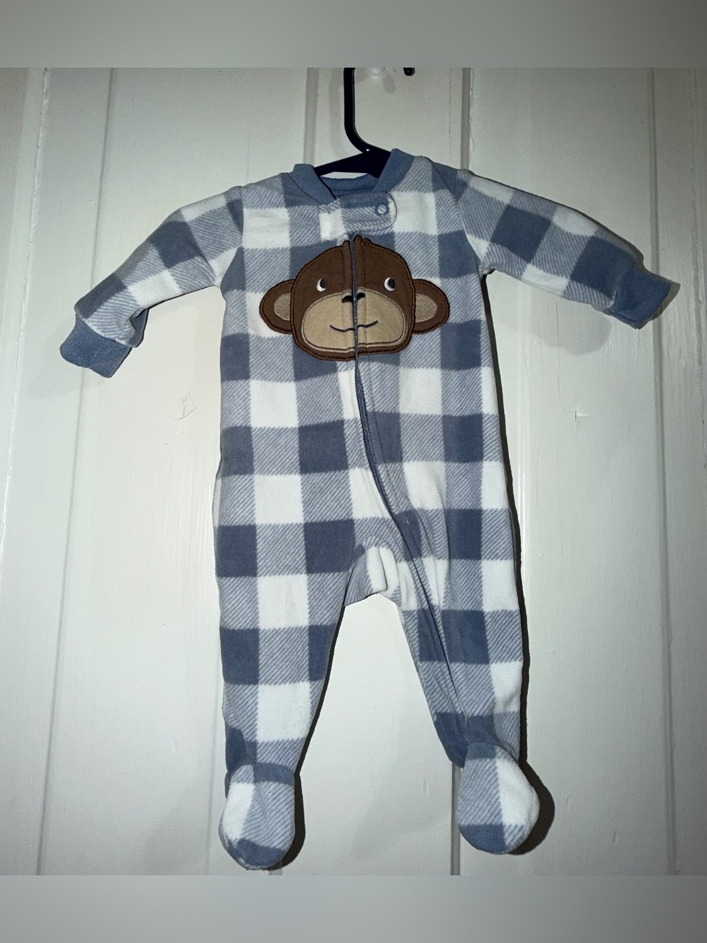 Boys girls newborn one piece pajamas Buffalo Plaid Monkey Footed One-Piece